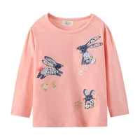jumping meters new arrival kids t shirts animal embroidery hot selling baby clothes cotton autumn spring girls tees tops hot