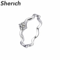 sherich water ripple wave shape 0 3ct moissanite diamond 100 925 sterling silver unique fashion elegant ring womens jewelry