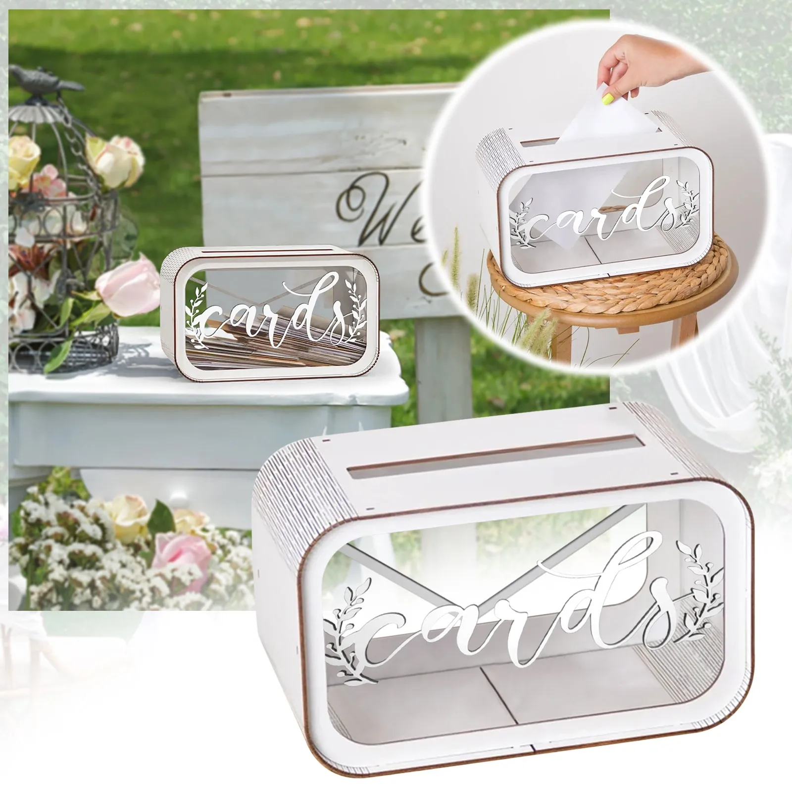 

Personalized Wedding Card Box Custom Engraved Name Wooden Bank Christmas Tree Decoration White Crystal Christmas Tree Ornaments
