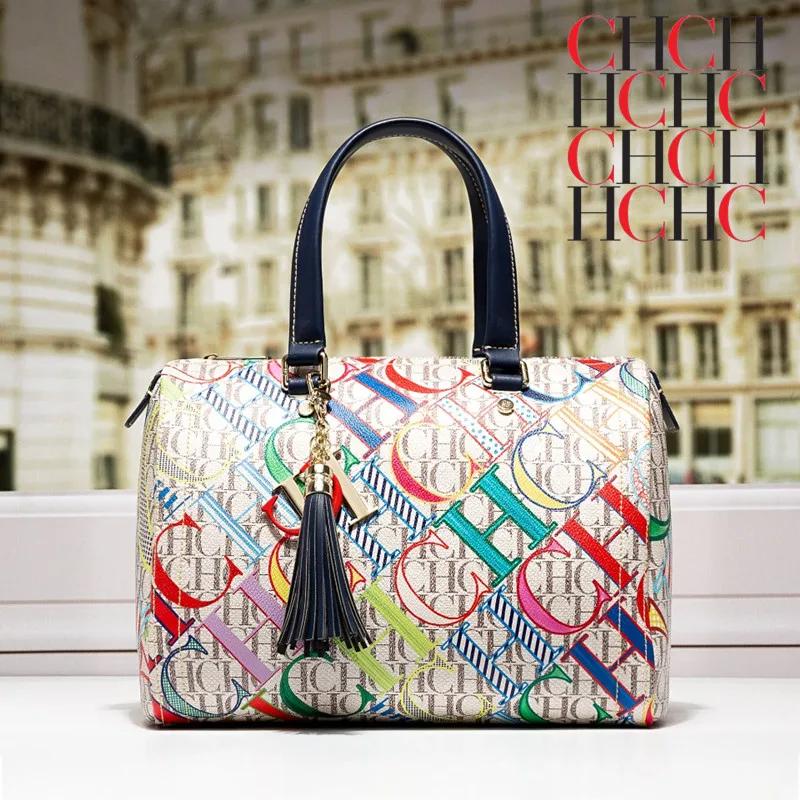 

Модная цветная кожаная Бостонская сумка, женская сумка CHCH HCHC с принтом букв и ручками, Женский кошелек на одно плечо, сумка Gg