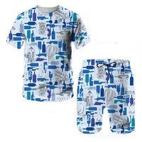 new 2022 summer mens t shirt mens casual set simple mens t shirt short sleeve shorts oversized 3d printing 2 piece set