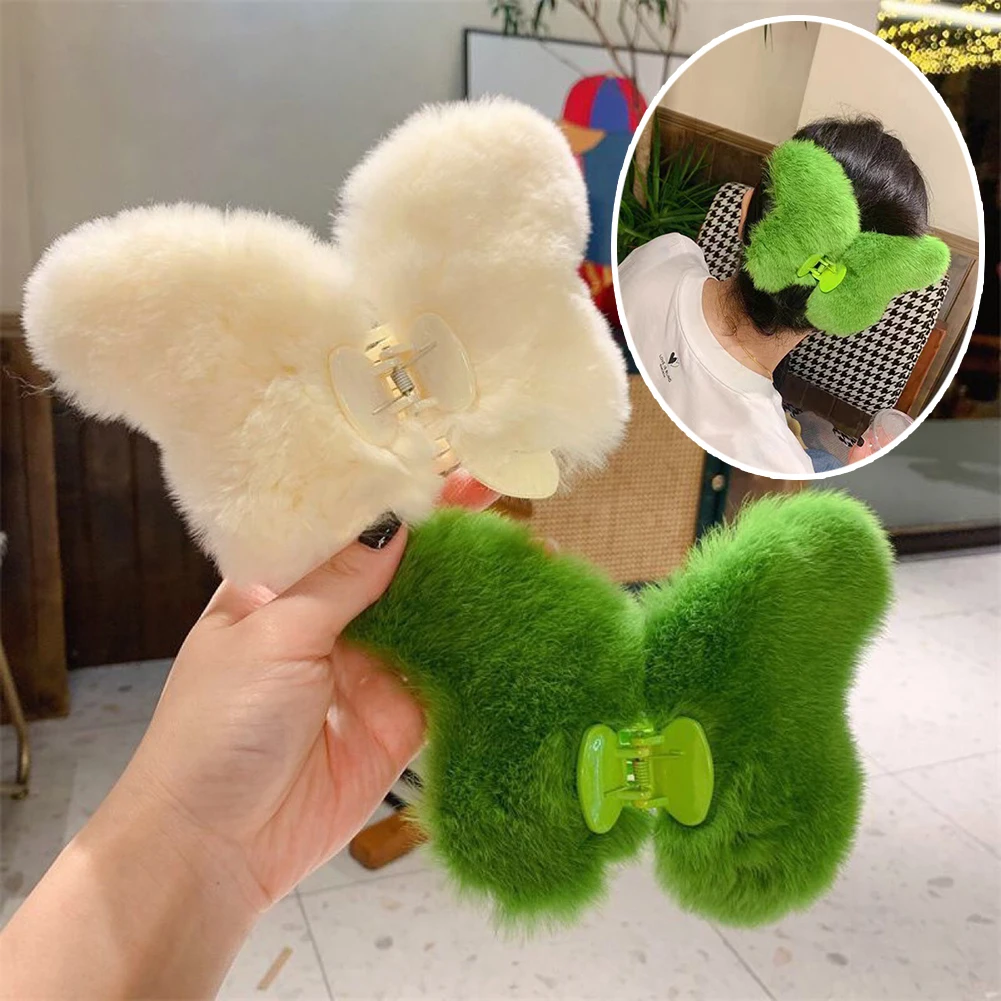 

Women Extra Large Hair Claw Clips Plush Butterfly Hairpin Hair Clip Metal Bath Barrettes For Girls Hair Accessories