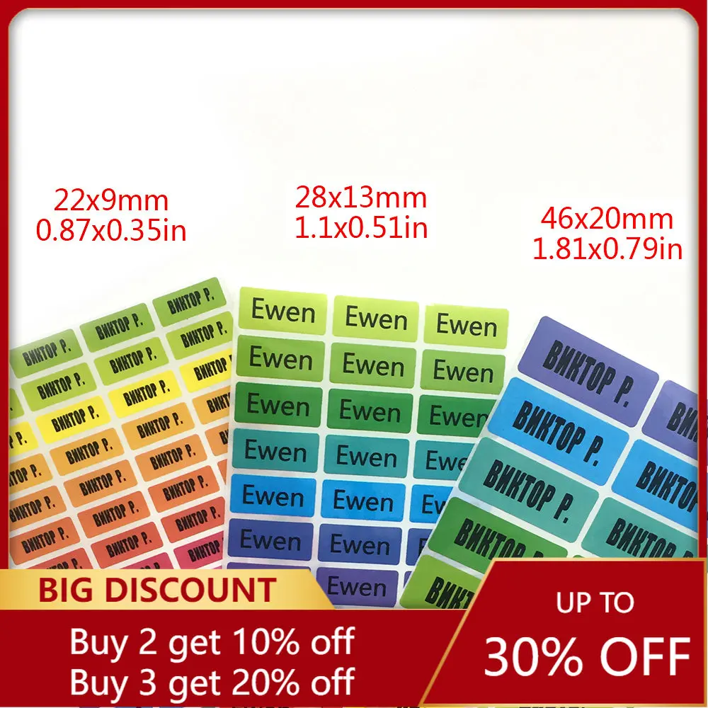 Радужные цветные наклейки с именем на заказ для девочек, многоцветные водонепроницаемые персональные этикетки, Детские Скрапбукинг, школьные канцелярские принадлежности, набор