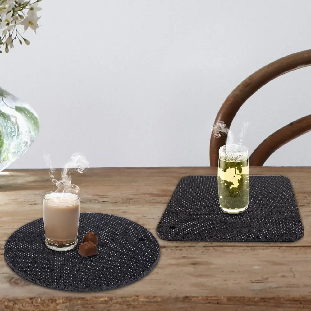 

2pcs Felt Coaster Dining Table Protector Pad Heat Resistant Thickened Absorbent Cup Mat Coffee Tea Hot Drink Mug Placemat Kitche