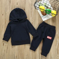 newborn boys outfit set spring and autumn new 2022 baby boy black suit letter embroidery hooded sweater casual pants suit