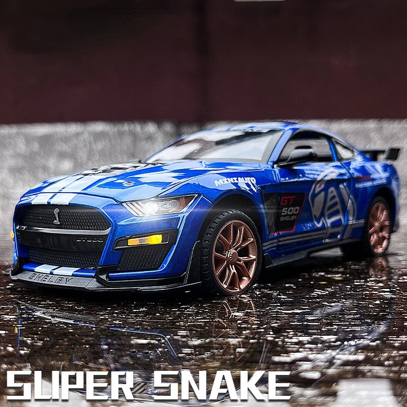 

1:24 Ford Mustang Shelby GT500 Alloy Sports Car Model Diecasts Metal Toy Car Model Sound Light Collection Kids Gifts A414