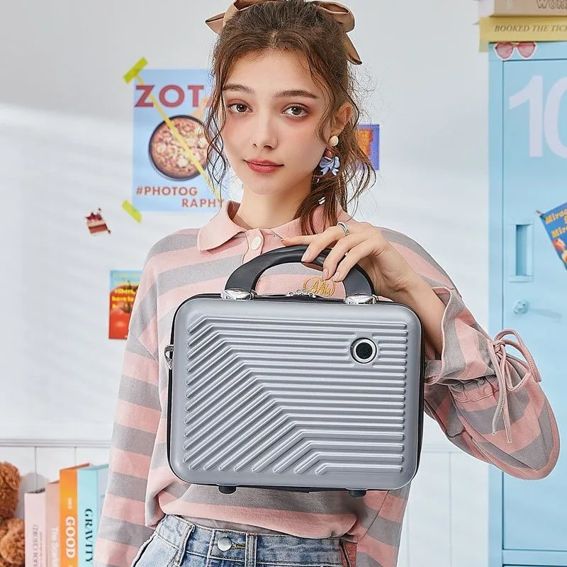 New Carrying Case Portable Makeup Storage Suitcase 14 inch Small Hand Luggage Lightweight Mini Travel Boarding Box for Women
