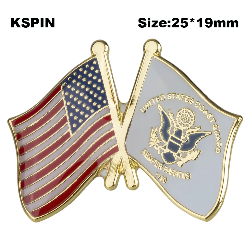 

U.S.A & Coast Guard Friendship Badge Flag Brooch National Flag Lapel Pin International Travel Pins Collections XY0658