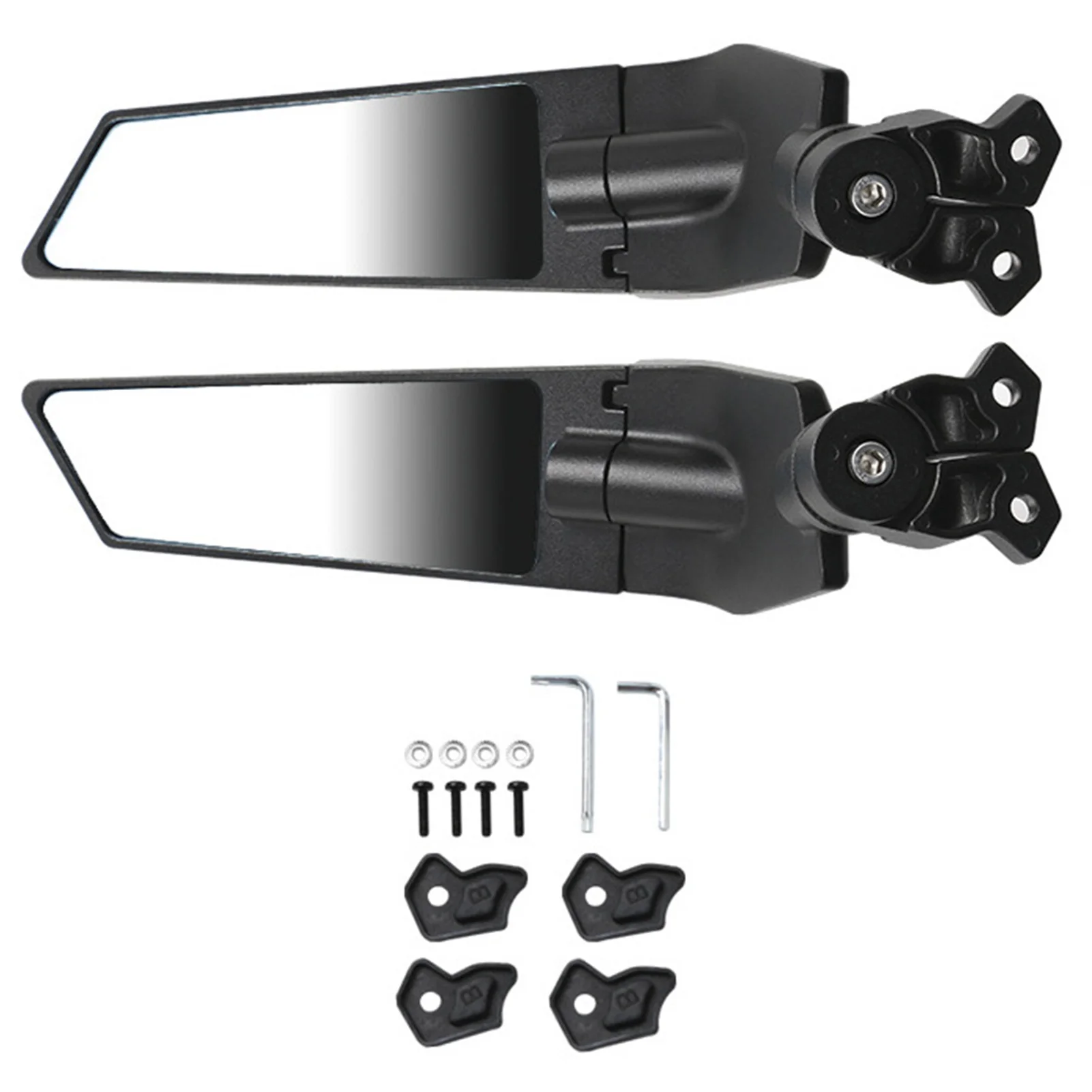

2 Pieces Motorcycle Rearview Mirror Universal Handlebar Rear View Side Mirror Fixed Wind Wing Handlebar Mount Convex Mirror
