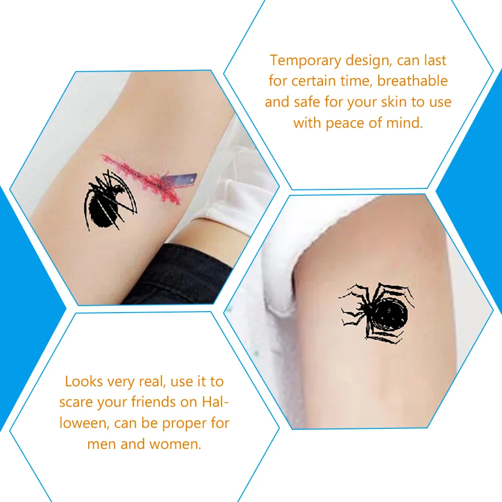 8 листов Хэллоуин татуировки наклейки поддельные временные малаone лицо для