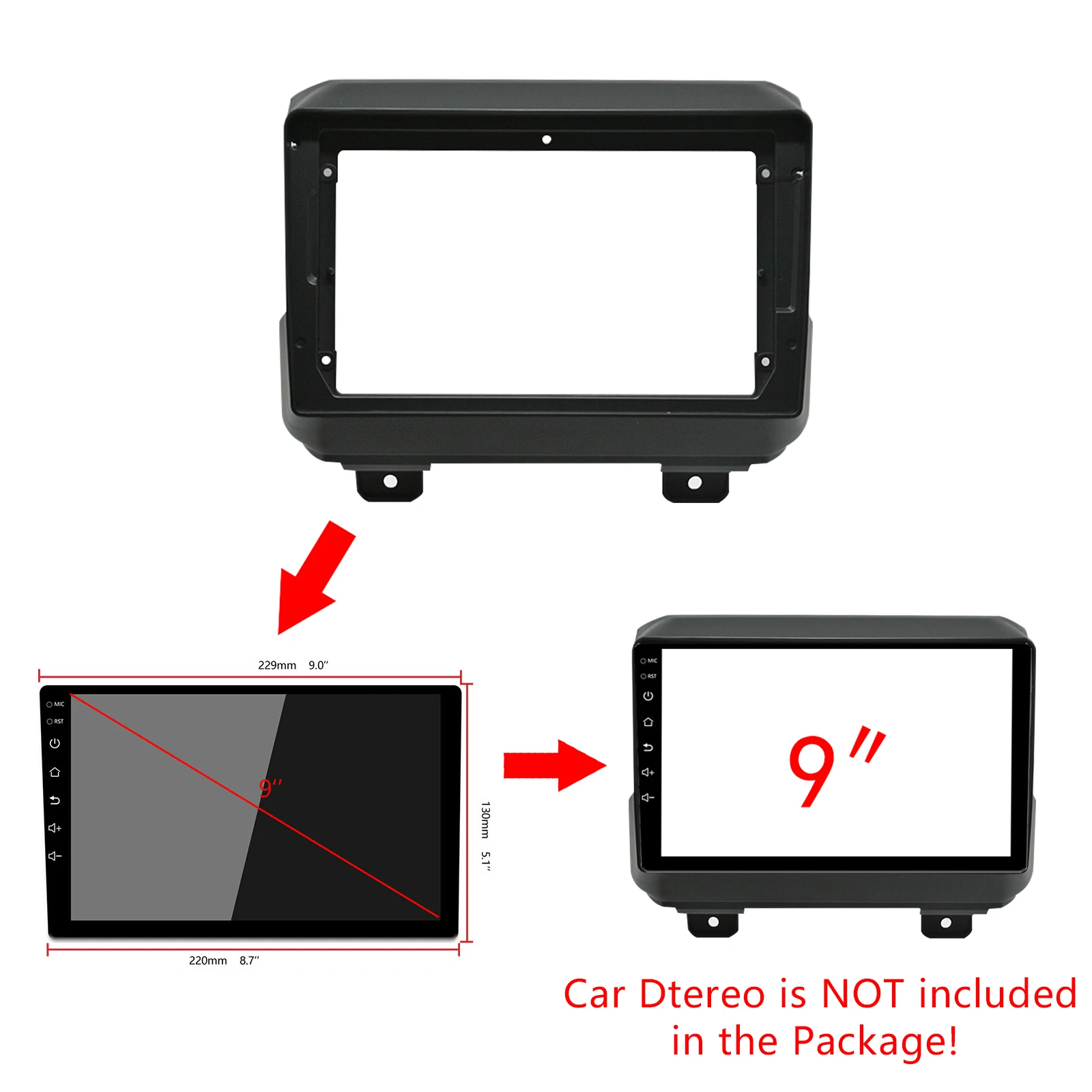 2/1DIN Автомобильная CD DVD рамка аудио адаптер приборная панель 9 дюймов для Jeep Wrangler 4