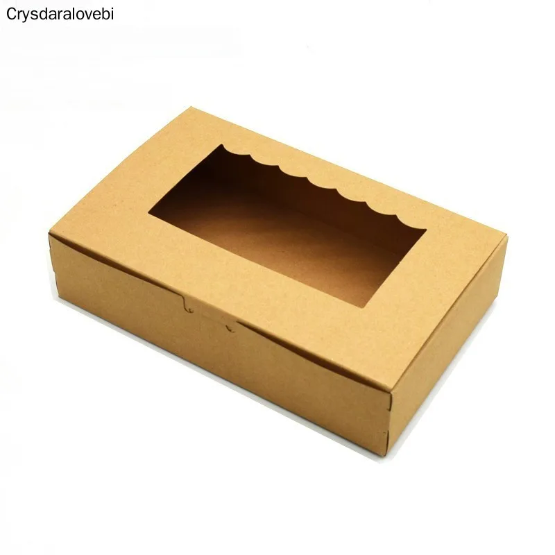 

30PCS Kraft Craft Paper Box Window Cosmetics Handicrafts Gift Paper Box Wedding Favor Cake Candy Food Packaging Box Cardboard