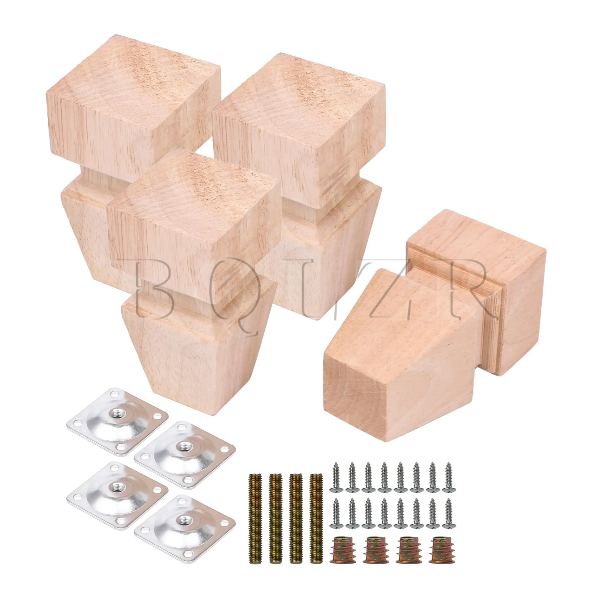 

BQLZR 4Pcs Vintage Table Legs Solid Wooden 4.72inch Carving Furniture Feet