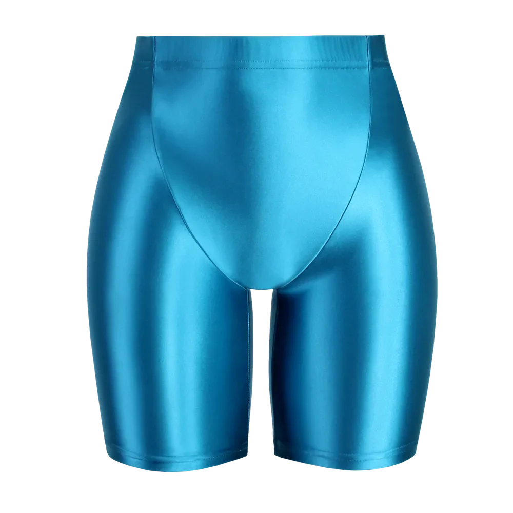 

Women Cropped Pants Oily Shiny Luster Tights Form-fitting Opaque Sexy High Waist Capris Smooth Good Elastic Skinny Leggings