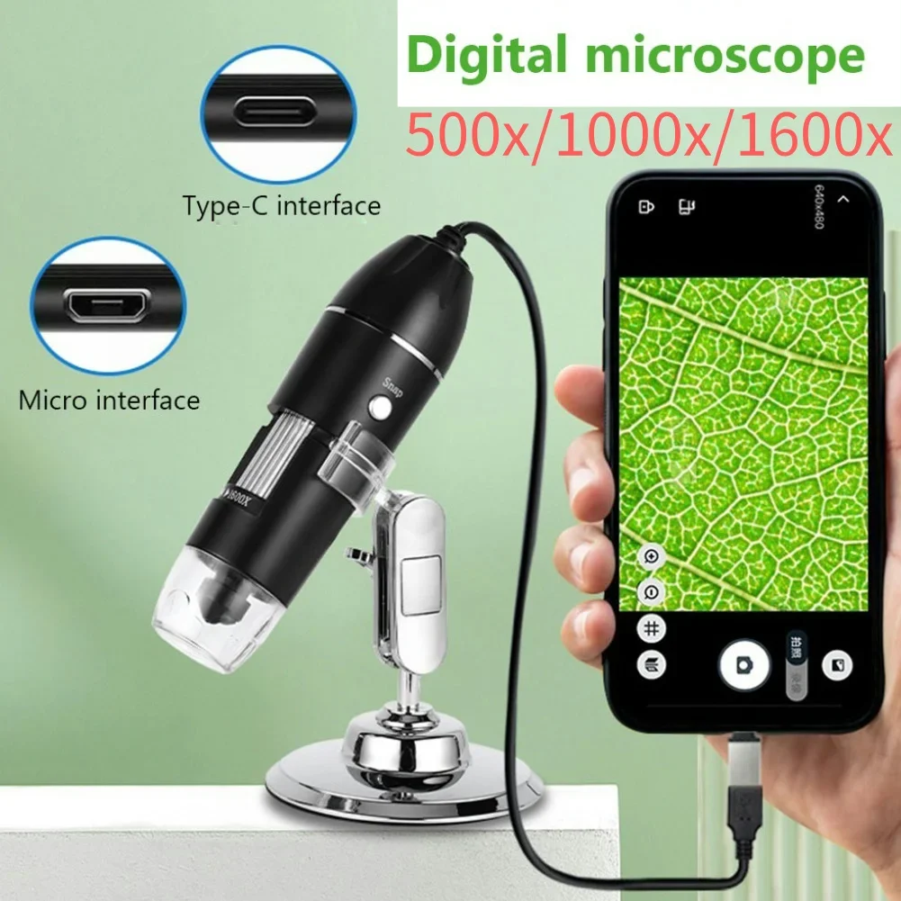 Цифровой USB микроскоп 500X/1000X/1600X профессиональный портативный электронный