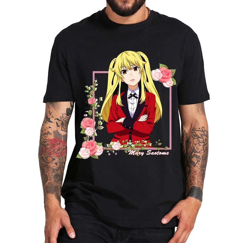 

Забавная футболка с японским аниме Kakegurui, Мужская Уличная одежда унисекс с мангой, футболка в стиле Харадзюку, Повседневная футболка с корот...