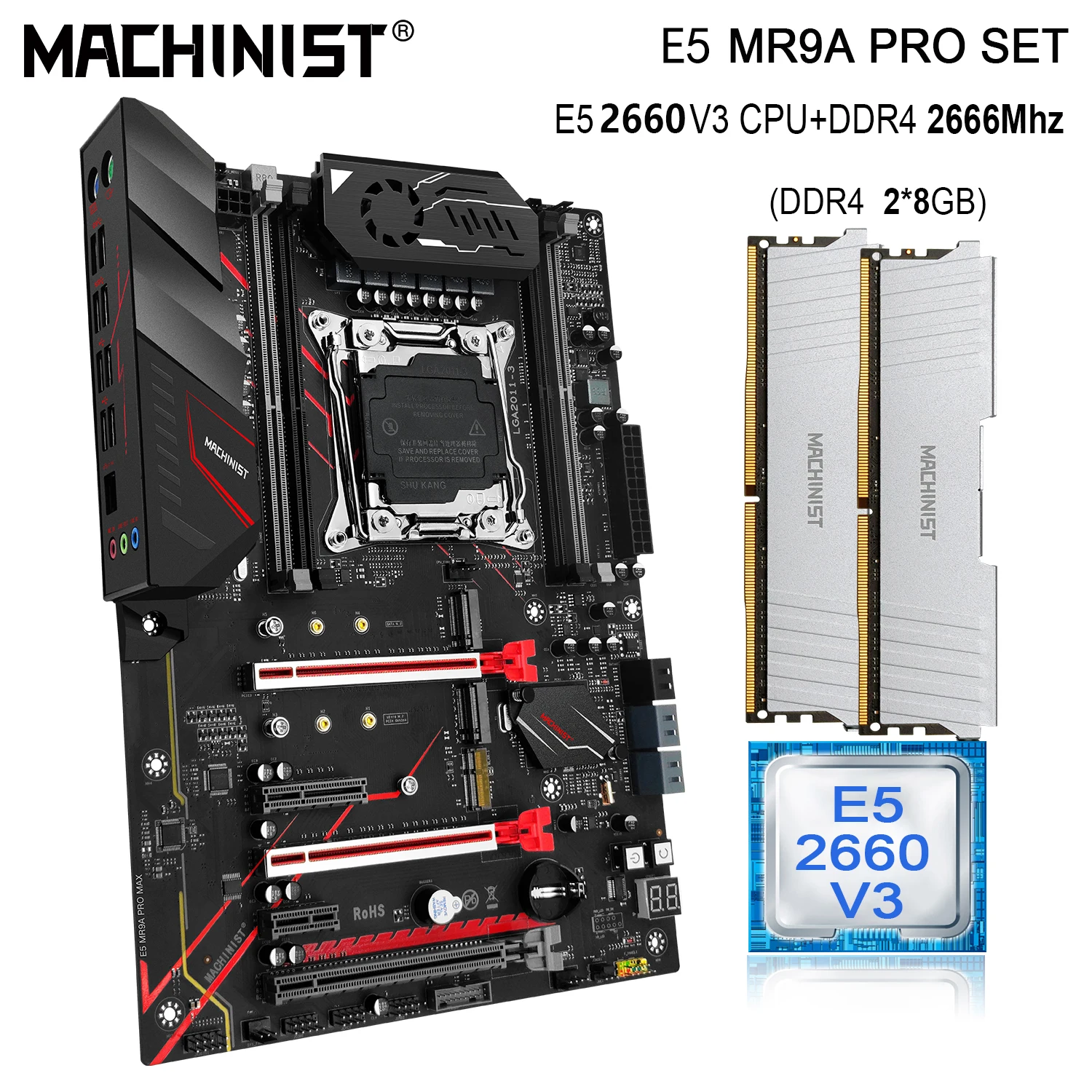 

MACHINIST X99 Kit Motherboard With E5 2660 V3 CPU 16GB(2*8G) DDR4 2666Mhz RAM Memory LGA 2011-3 Set M.2 NVME ATX MR9A PRO-2.1