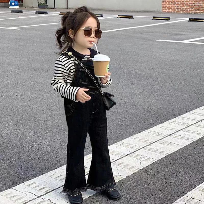 

Denim Girl Baby Spring Children's Stylish Girls' Clothes Pants Spring New Korean Pants Spring Autumn 2023 Suspender And