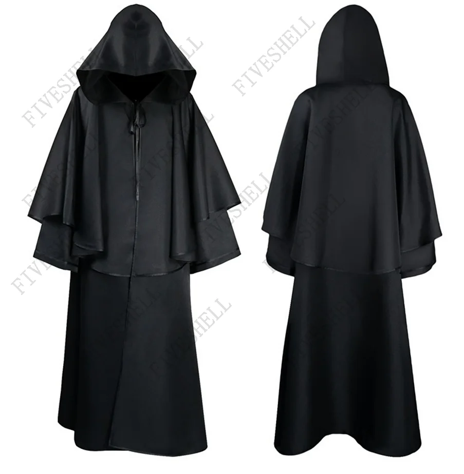 

Medieval Cape Long Sleeve Hood Robe 2023 Renaissance Larp Coat Cape Witch Wizard Fantasy Vintage Unisex Men and Women