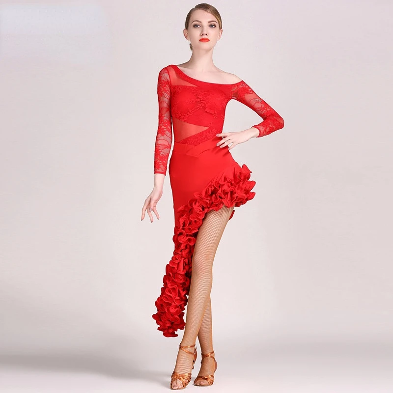 

Latin Dance Dress Women Ballroom Tango Rumba Flamenco Dress Latin Professional Competition Dress Waltz Dance Costume for Stage