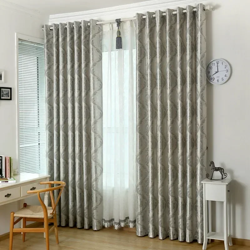 DZQ Silive Grey Jacqard Pattern Шторы для спальни Гостиная Столовая Eueropen Большая оконная