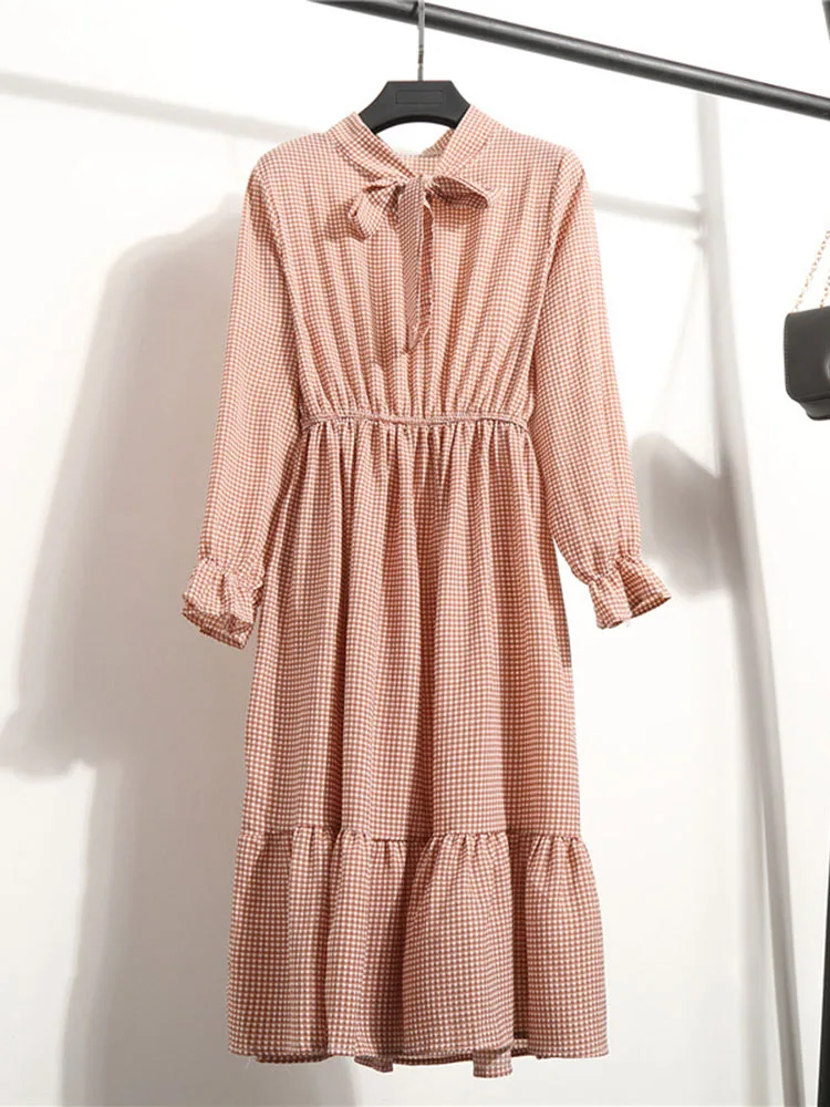 2022 Floral Print Women Dress Female Autumn Long Sleeve Vintage Chiffon Bow Tie Neck Office Lady Shirt Dress Summer Vestidos