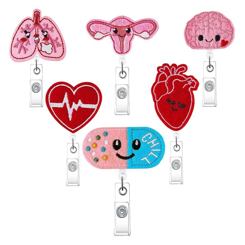 

6 Pcs Retractable Nurse Badge Reel Holder Badge Holder With Swivel Clips Name ID Badge Holders Badge Reels