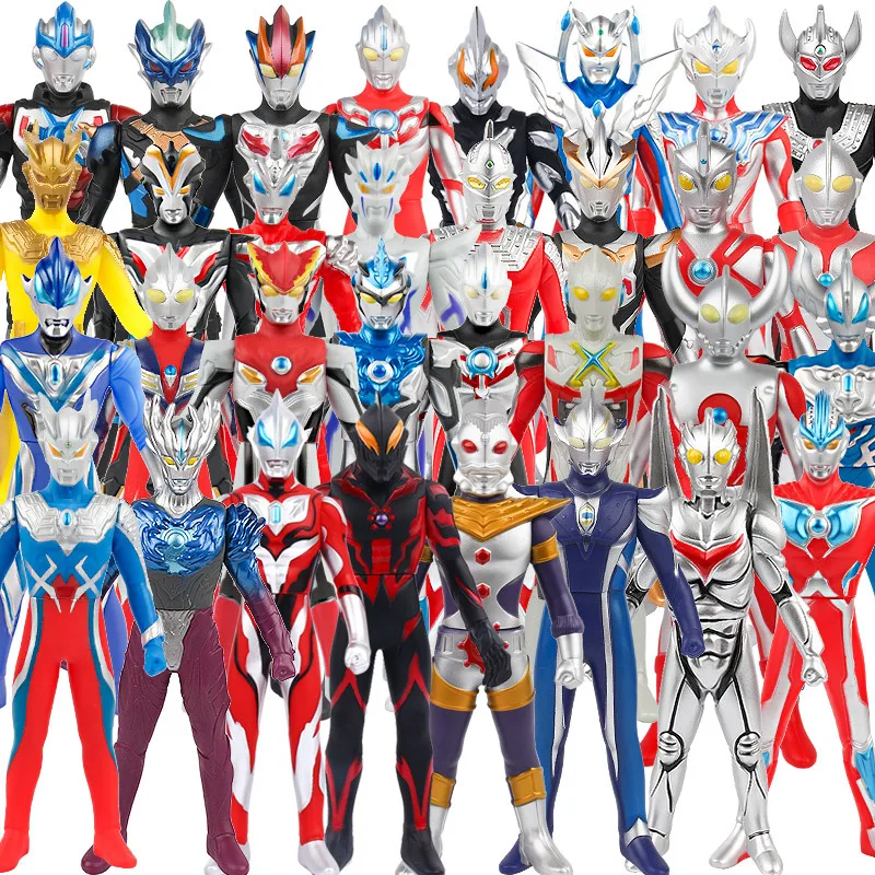

23cm Soft rubber Ultraman Ace Rosso Blu Belial Ginga Victory Gaia Action figure model Quality Children's Toys Holiday gifts