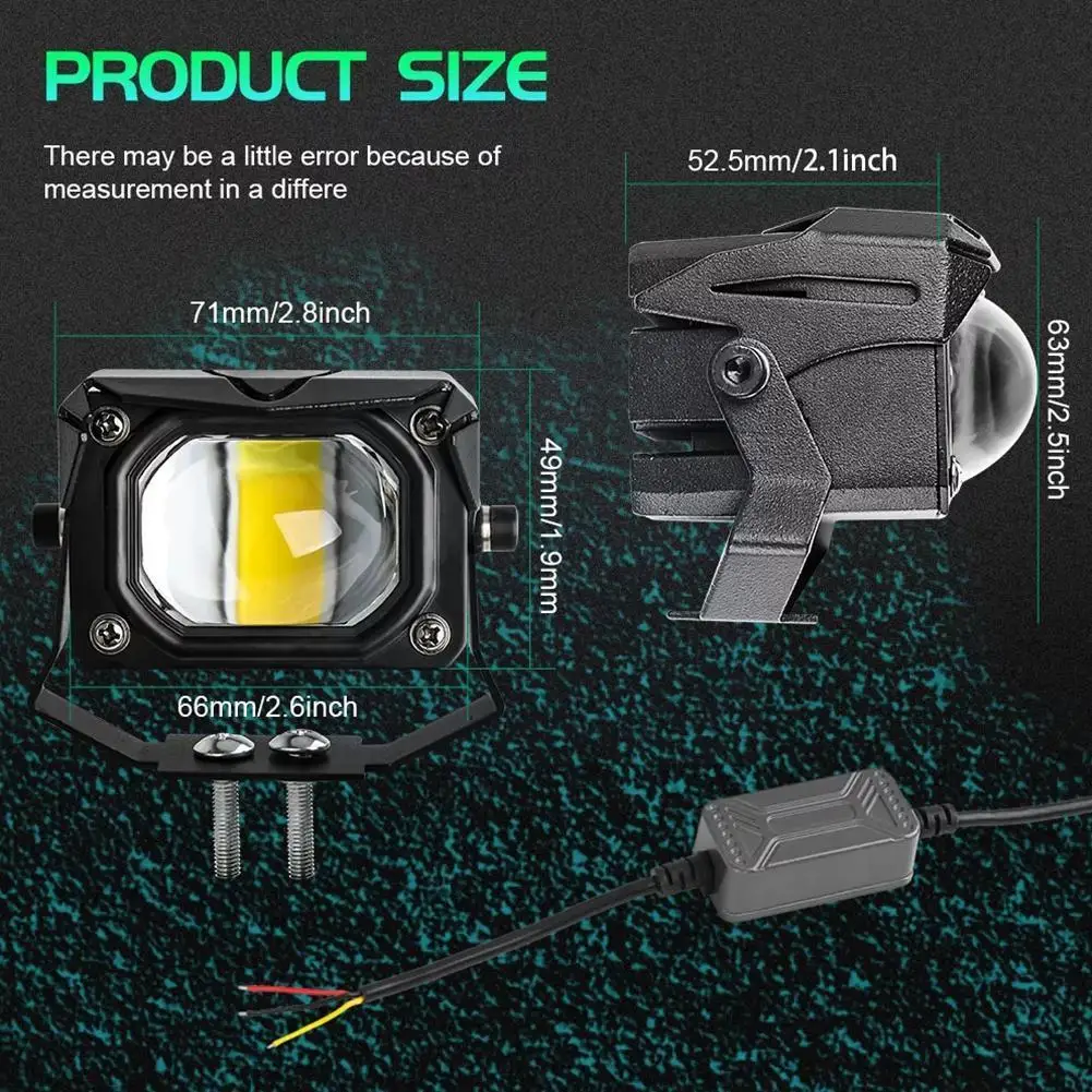 

12d 3" 100w Led Motocycle Headlight 6000k 3000k Led Work Light Fog Lamp 12000lm For Moto Scooters Atv Car Truck 12v 24v C6m5