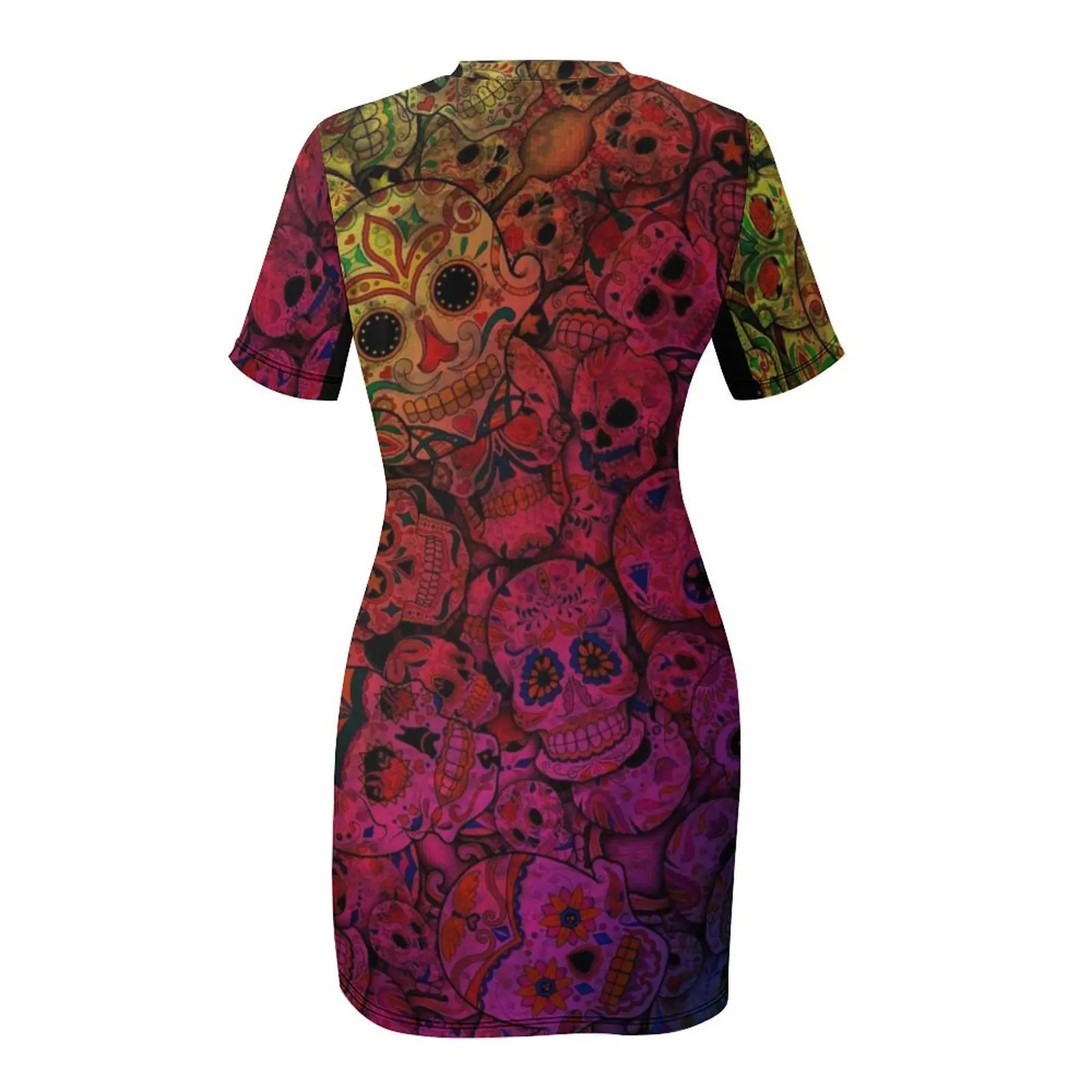 Платье с короткими рукавами Rainbow Sugar Skulls летние платья женские свадебные 2025 года