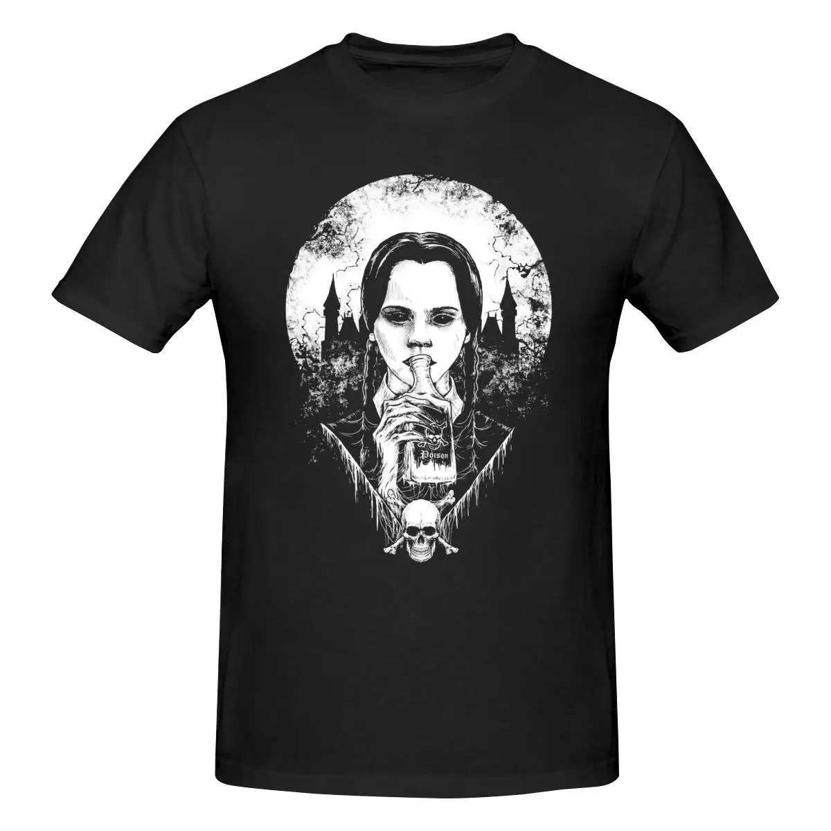 

Wednesday Addams Poison Bottle T Shirt O-neck Cotton Short Sleeve Custom T Shirts