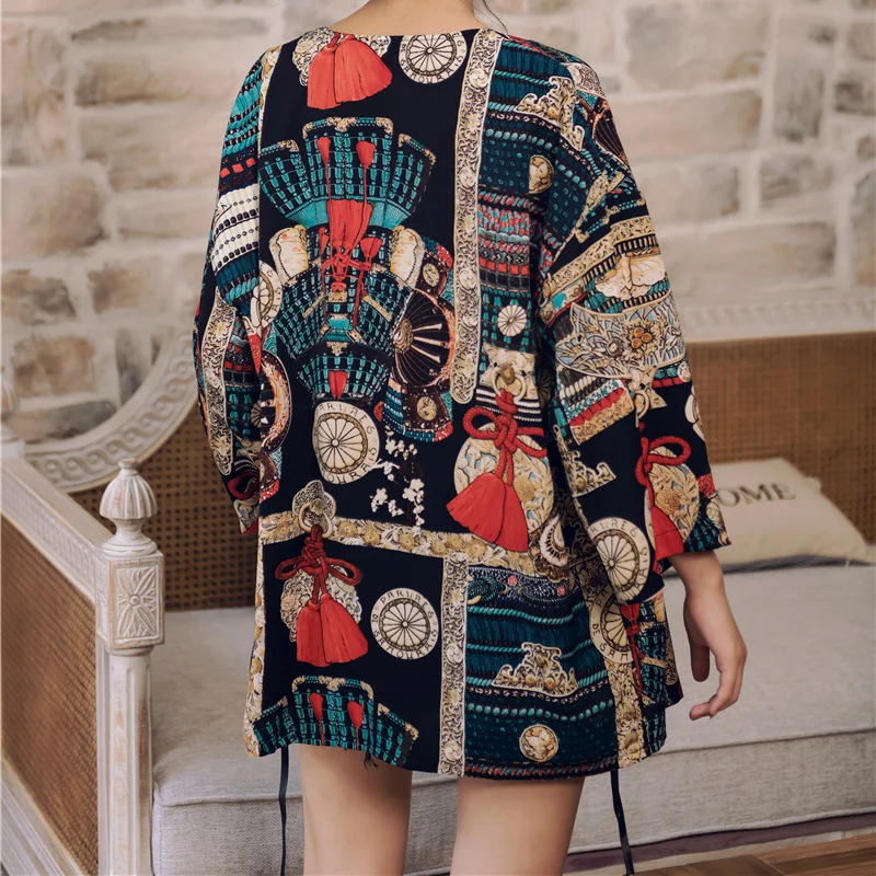 Универсальное свободное улучшенное кимоно в китайском стиле ретро кардиган