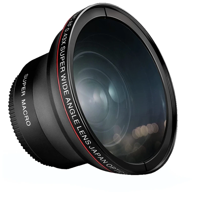

49/52/55/58mm Super Wide Angle Lens 0.43X with Macro Portion Optical Glass Lens