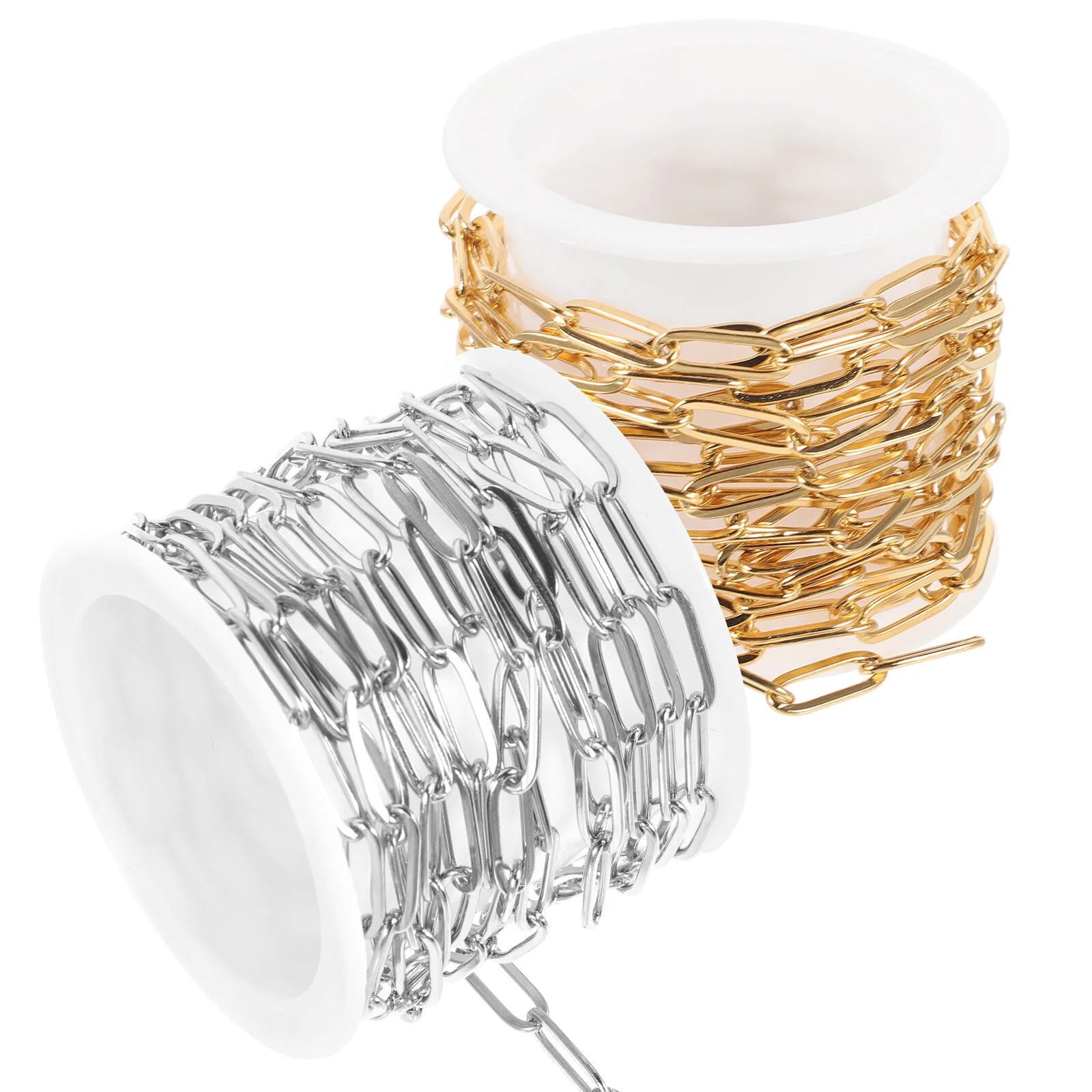 2 Pcs Snake Chain Rope Bracelets Paper Clip Jewelry Making Necklaces Gold Paperclip Stainless Steel Women