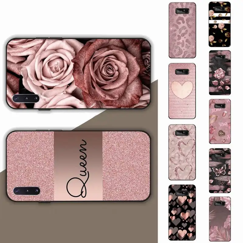 

Beautiful Pink Rose Bling Picture Phone Case for Samsung Note 5 7 8 9 10 20 pro plus lite ultra A21 12 72