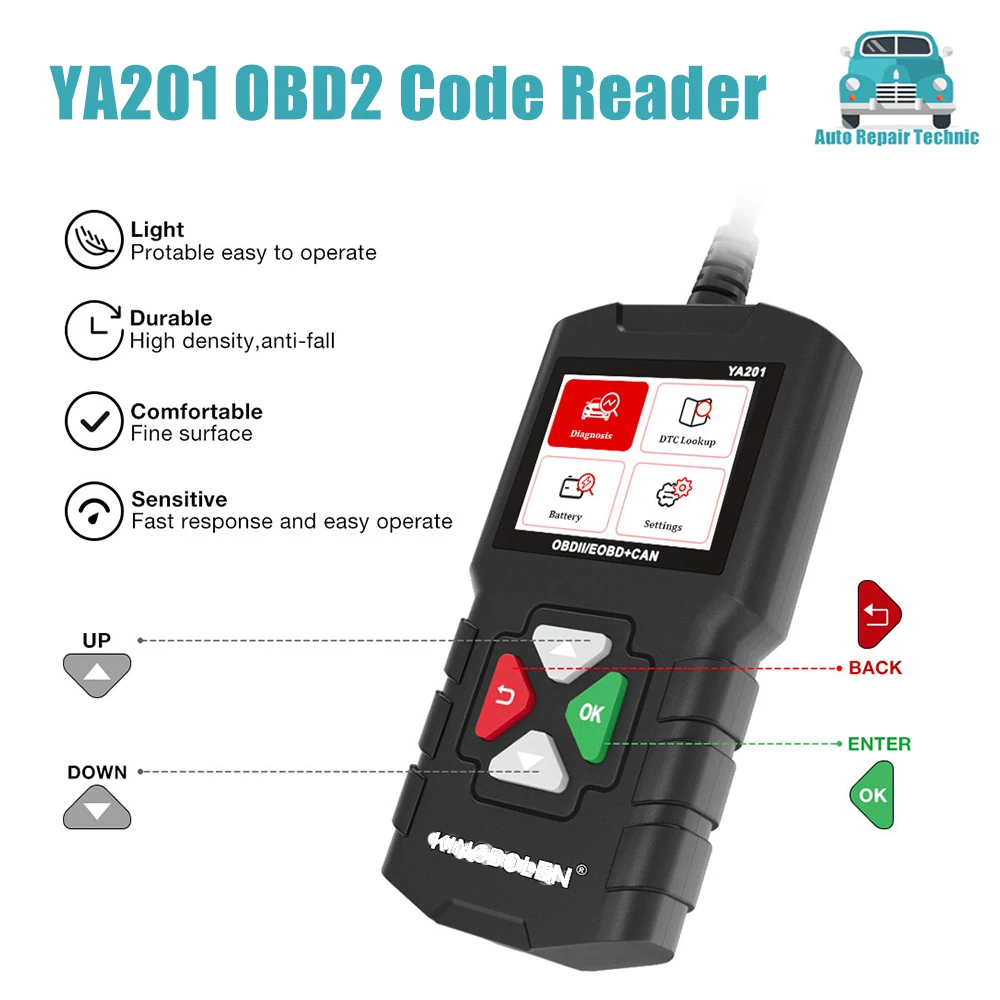 Считыватель кодов OBD2 EOBD для автомобилей YA201, профессиональный сканер для проверки двигателя, диагностический инструмент для автомобилей, лучше, чем CR3001