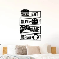 eat sleep game repeat gaming zone wall sticker vinyl decal home decor kids room bedroom art mural