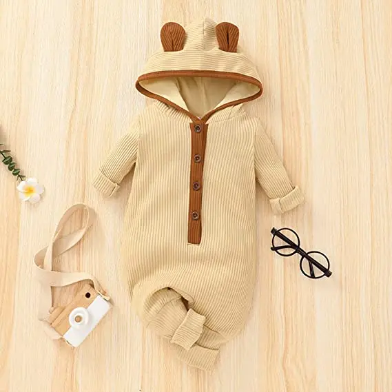 

Newborn Baby Girl Boy Hooded Romper Unisex Baby Knitted Jumpsuit Infant Kids Solid Outfits Baby Girl Boy Jumpsuit