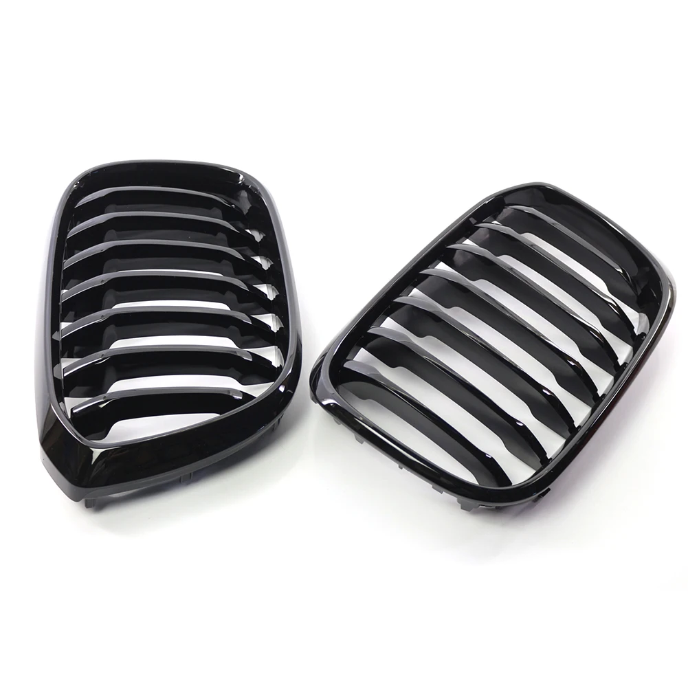

Middle Net Mesh Grille Left And Right 1 Pair ABS Plastic Gloss Black Lightweight Simple Operation Front Hood Durable