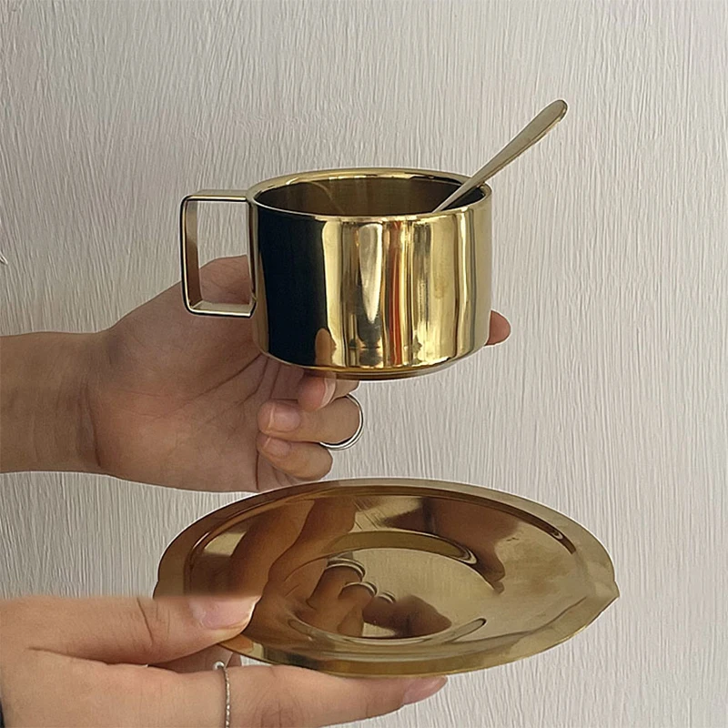 

China Cute Cups Saucers Espresso Stainless Steel Kitchen Fancy Travel Cups Saucers Luxury Reusable Tasses Tea Cups Saucer Sets