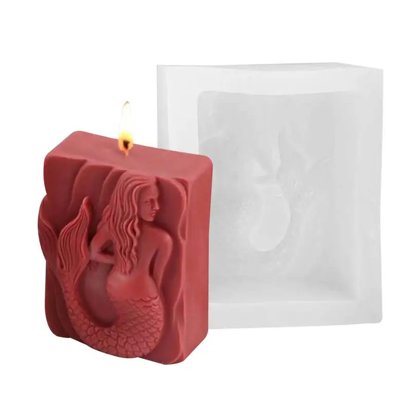 

Handmade Soap Mold Mermaid Shape Silicone Mould For Candle Making Wax Resin Casting Soap Cake Dessert Mousse Molds DIY Moulds
