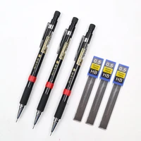3pcslot metal mechanical pencil 0 5mm hb black automatic pencils for the students drawing sketch office stationery supplies