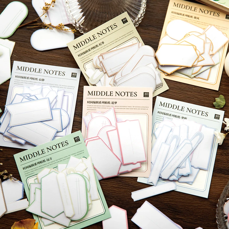 

40Pcs Memo Notes Stickers Chronicle Label Notebooks Collage Collage Material Base Paper Background Scrapbooki Supplies 110*85MM