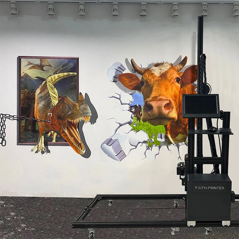 Фото Faith 3D Effect Автоматическая вертикальная 3d УФ-машина для настенной живописи 3 м * 6 м Настенный струйный принтер для печати с Dx7 Dx10 №5
