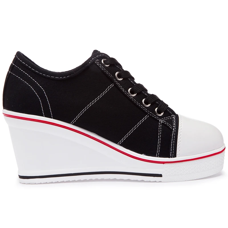 Женская Вулканизированная обувь на танкетке платформе Дышащая холщовая для