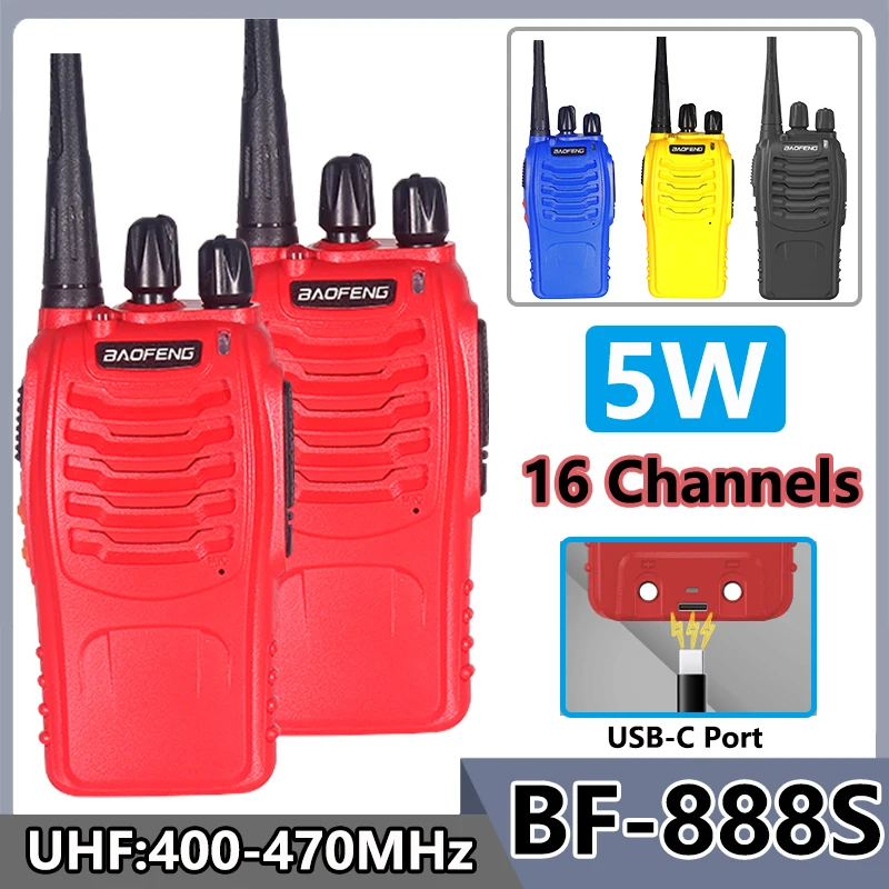 Рация Baofeng BF-888S 5 Вт UHF 400-470 МГц, 16 каналов, многоцветная, с ...