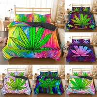 homesky new arrival weed leaves bedding set single twin queen king size quilt cover pillowcase bed cover bedclothes