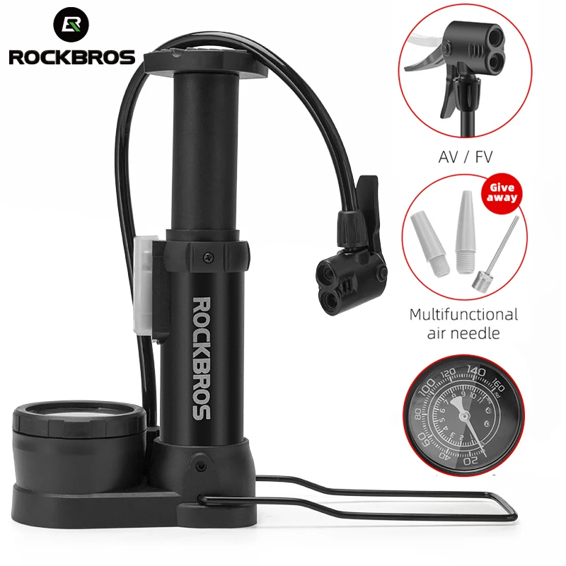 

ROCKBROS Bicycle Pump Ultra-light MTB Road Bike Foot Pump Mini With Pressure Gauge Accessories Bicycle Air Inflator Pump