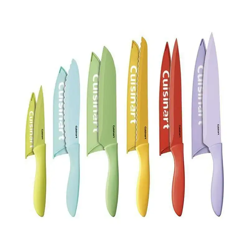 

12pc Ceramic Coated Color Knife Set with Blade Guards