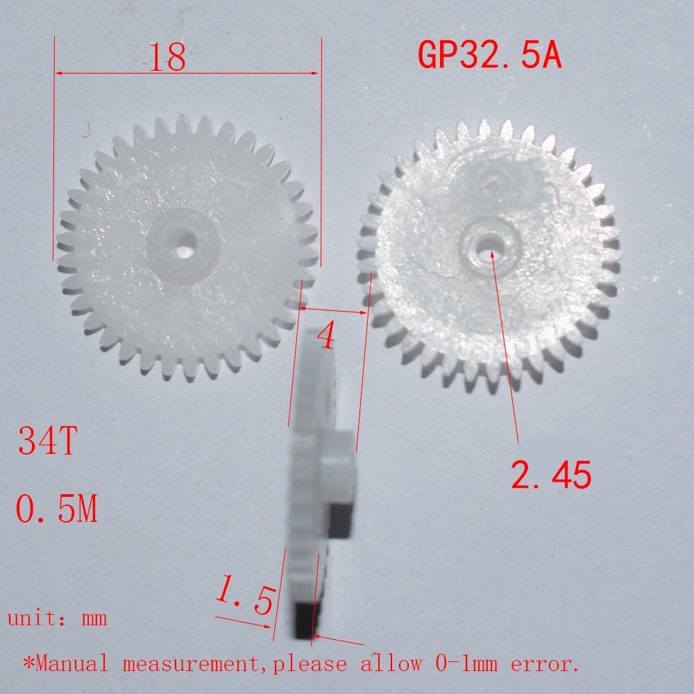 

10/100pcs 34T 0.5M 2.5mm hole plastic gear dron rc car plane robot kids toys for boys diy baby accessories montessori GP302.5A